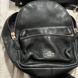 Coach Black Pebbled Leather Backpack